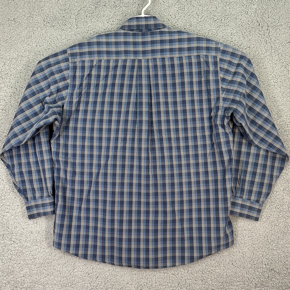 Brooks Brothers Mens Shirt L Blue Tan Plaid Button Down Long Sleeve - Picture 7 of 7